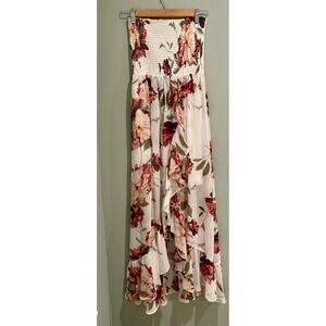 Venus Strapless Floral Print Ruffle High Low Maxi‎ Dress Women's Size S